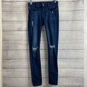 DL1961 Florence Insta-Sculpt Skinny Jeans in Vortrex Blue, Distressing/Holes: 25